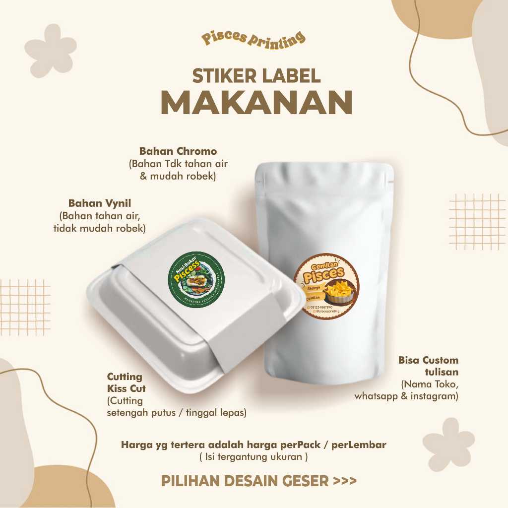 

PISCES PRINTING - SRIKER LABEL MAKANAN STIKER PRODUK STIKER KEMASAN LABEL PRODUK
