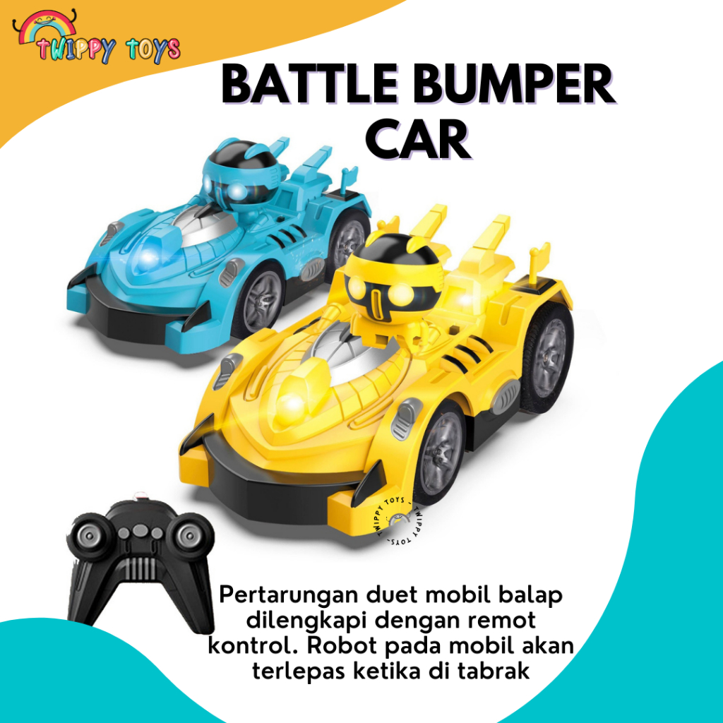 mainan remot kontrol battle bumper car twin pack 2 pc mobil | mainan mobil anak duel silverlit comba