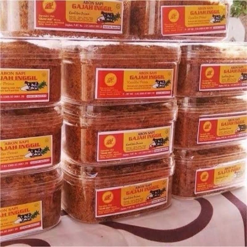 

Abon Sapi gajah inggil asli boyolali kemasan toples 250gr PEDAS