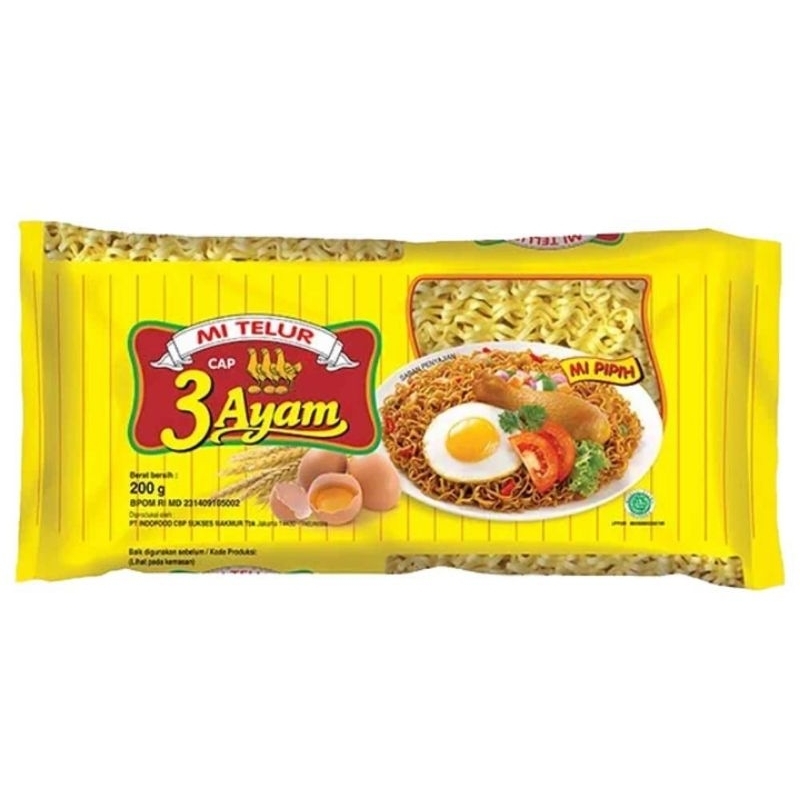 

Mie Telur Cap 3 Ayam 200Gr Kuning