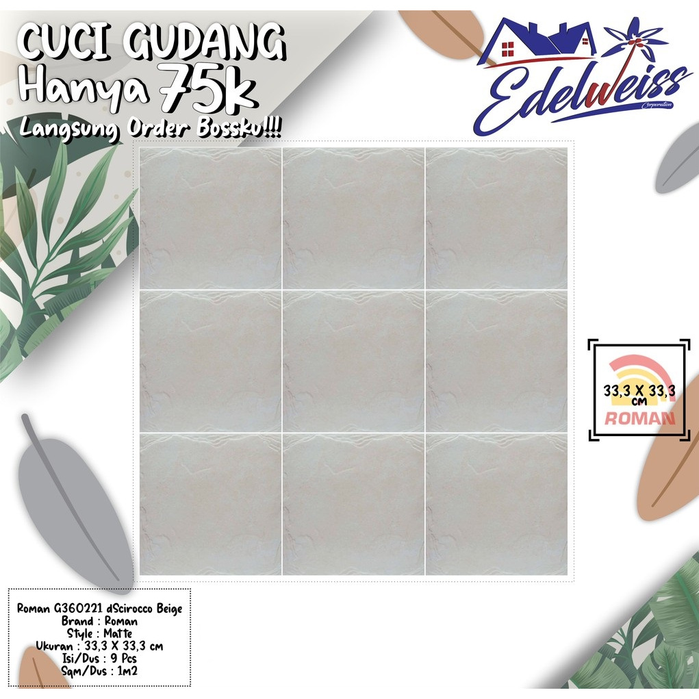 TERBAIK ROMAN KERAMIK 33,3 X 33,3 G360221 DSCIROCCO BEIGE