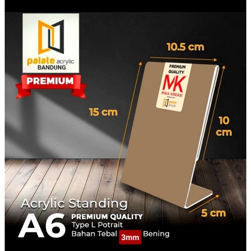 

Akrilik Tent Card A6 L Portrait tebal 3mm/ Acrylic Tent Holder A6 L Portrait 3mm/ nomor meja akrilik