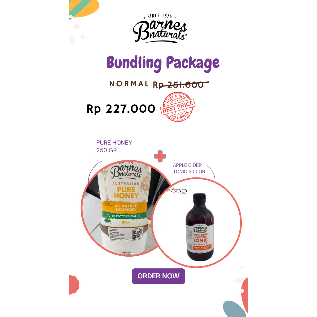 

Paket Bundling BARNES Honey Pure 250gr + Barnes Apple Cider Tonic 500ml
