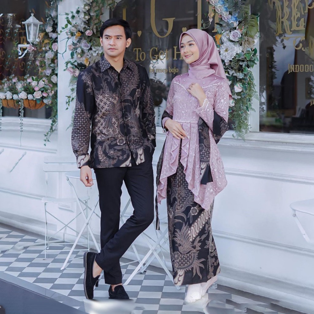 (Termurah) Batik Couple Termurah Atasan Kebaya Couple Juwita Lamaran Dan Tunangan Kekinian Kebaya