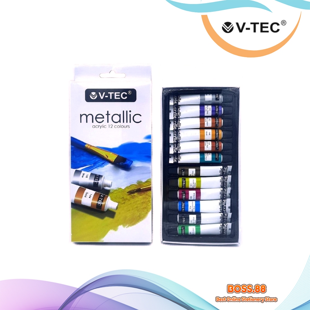 

ACRYLIC PAINT / CAT ACRYLIC 12 WARNA 6 ML V-TEC MA-612 METALIC (1 SET)