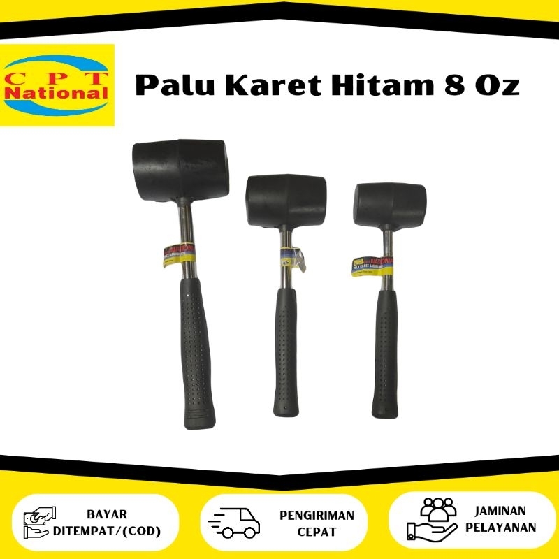 Palu Karet Hitam Gagang Besi 8 Oz CPT National Palu Keramik Granit Lantai