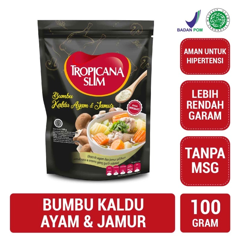 

Tropicana Slim Bumbu Kaldu Ayam dan Jamur 100 g - lebih rendah garam