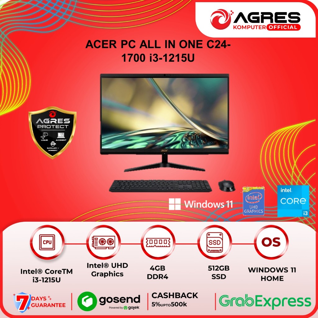 ACER PC ALL IN ONE C24-1700 i3-1215U 8GB 512GB SSD 23,8" FHD W11+OHS