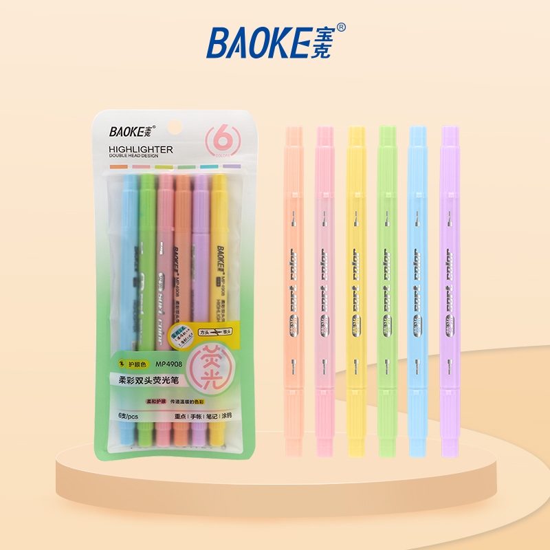 

BAOKE Set Spidol Highlighter 6 Warna Ujung Ganda MP4908