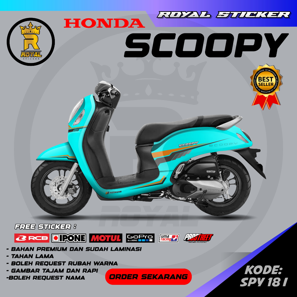 SPY 18-STIKER MOTOR VARIASI FULL BODY SCOOPY-STIKER DECAL CUSTOM TULISAN GRATIS VINYL GLOSSY DOFF