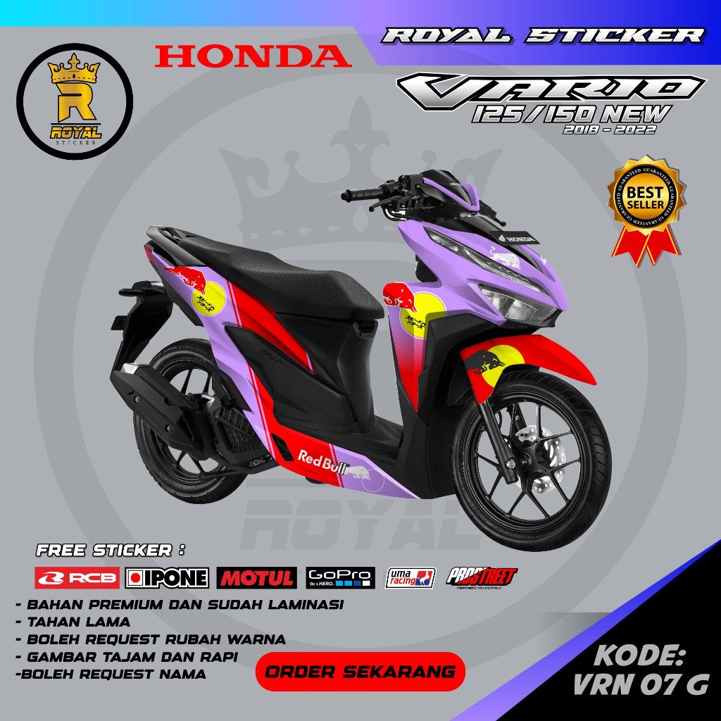 VRN 7-STIKER FULL BODY MOTOR VARIO 125 TERBARU-STIKER VARIO FULL BLOK BODY CUSTOM TULISAN FREE