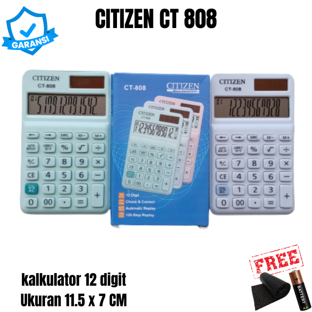 

Kalkulator CT 808 Sekolah Pelajar Warna Pastel Ukuran Kecil 12 Digit 120 Step Check Correct