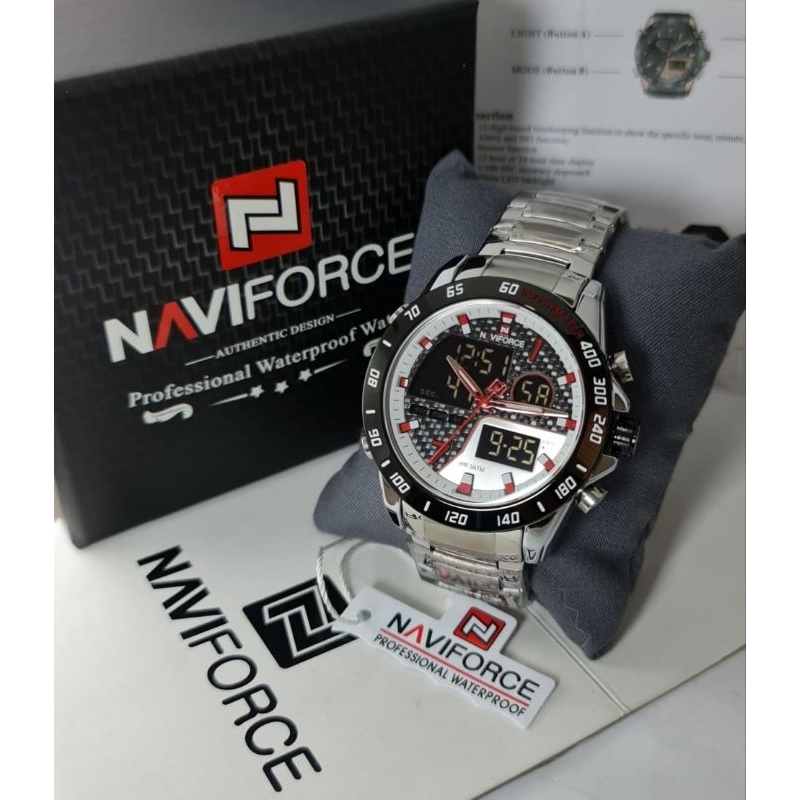 Jam Tangan Pria Naviforce NF-9171 Analog Digital Stainless Steel