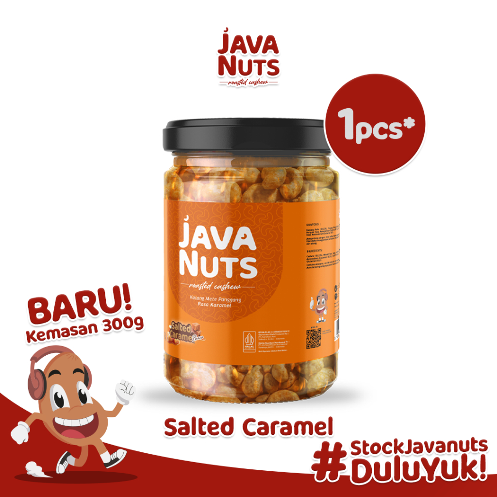 

Camilan Kacang Mede Panggang Rasa SALTED CARAMEL Roasted Cashew- JAVANUTS 300 Gr