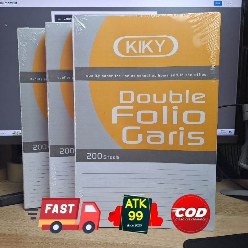

200 Lembar Folio Kiky/Double Folio Bergaris F4 200 Lembar/Kertas Folio Kiky