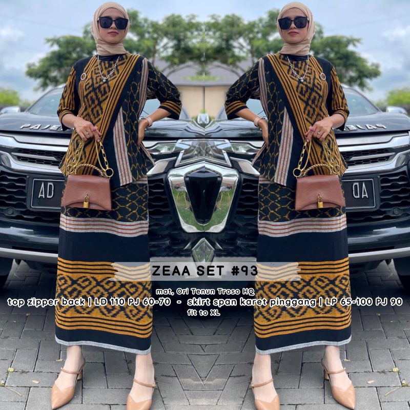 zeaa set/setelan blus tenun/setelan tenun/setelan atas bawah/setelan rok/baju kantor/seragam kantor/