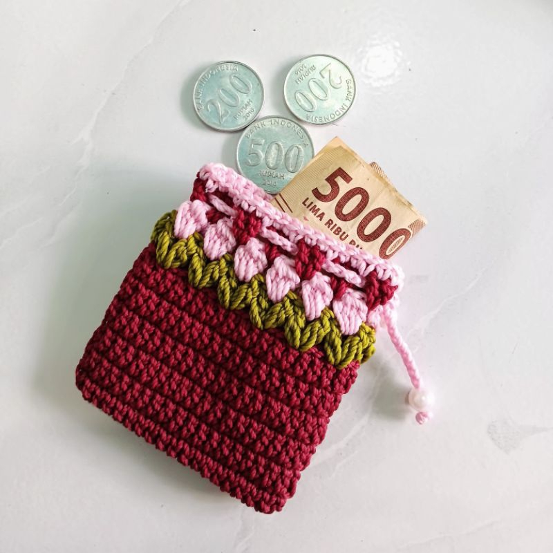 dompet rajut koin mini