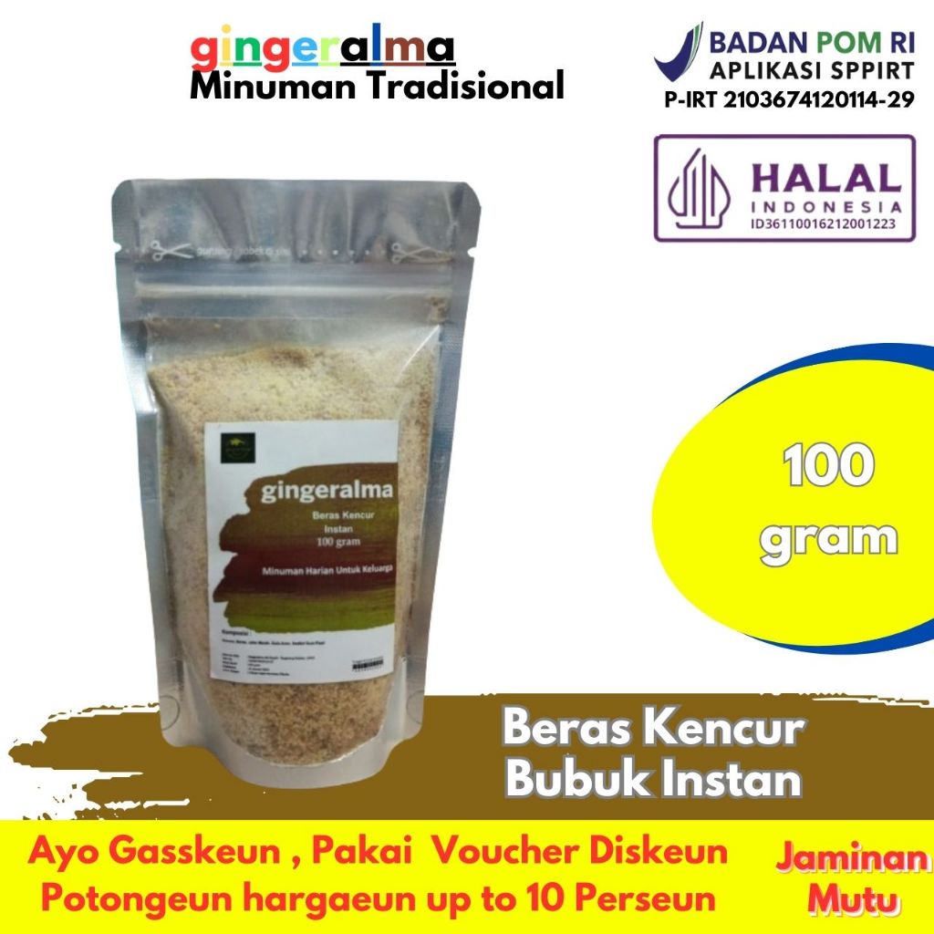 

Minuman Tradisional Beras Kencur Instan 100 Gram Gingeralma