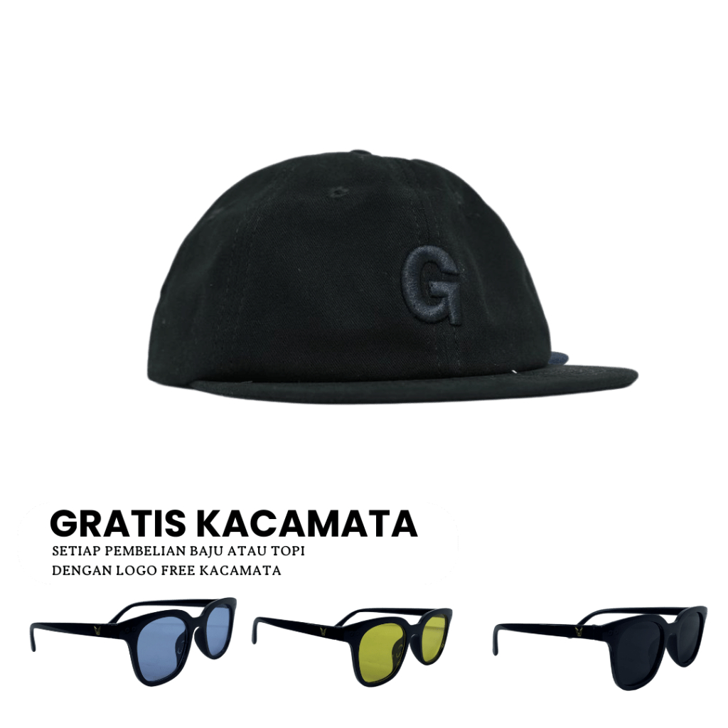 Topi 6 Panel (six panel cap) Grace Black - Golygus