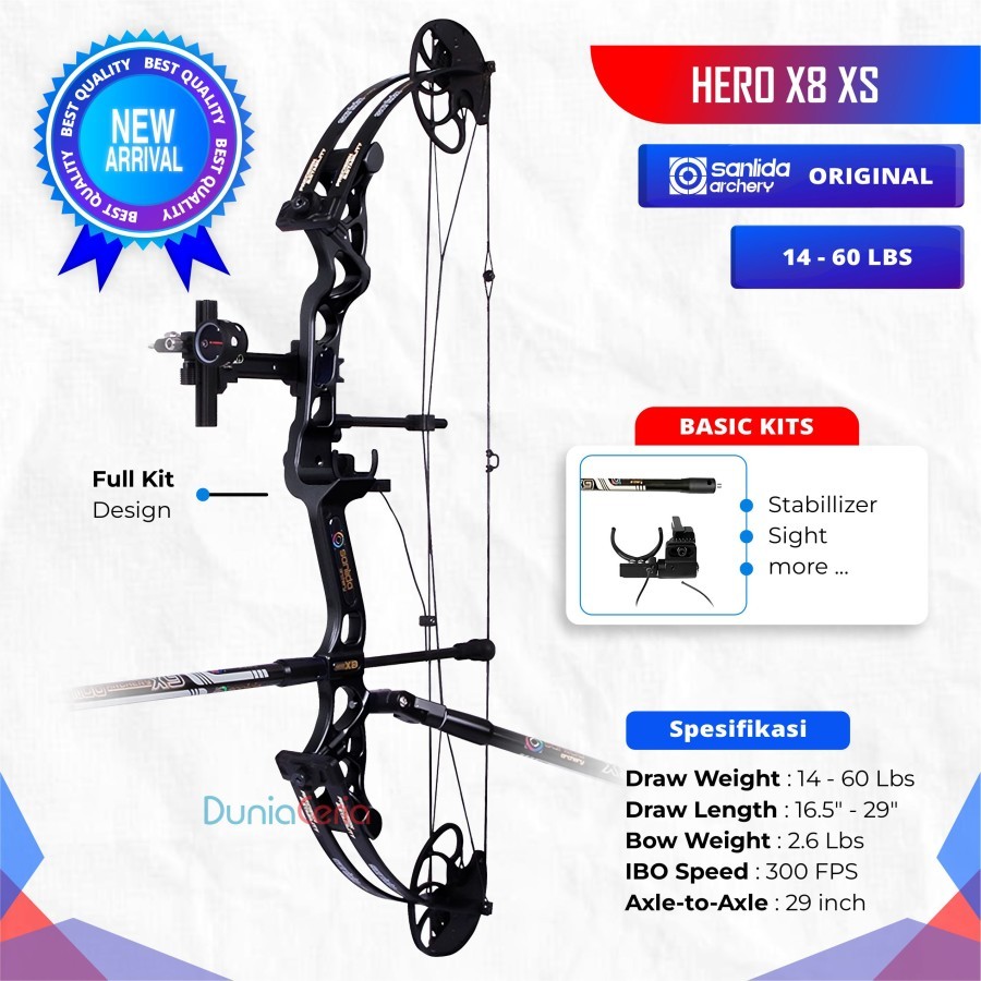 Fullset Busur Panah Sanlida Hero X8 XS Compound Bow