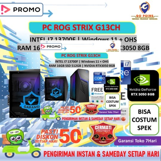 PC GAMING ROG STRIX G13CH RTX3050 8GB INTEL I7 13700F RAM 16GB SSD 512GB OHS