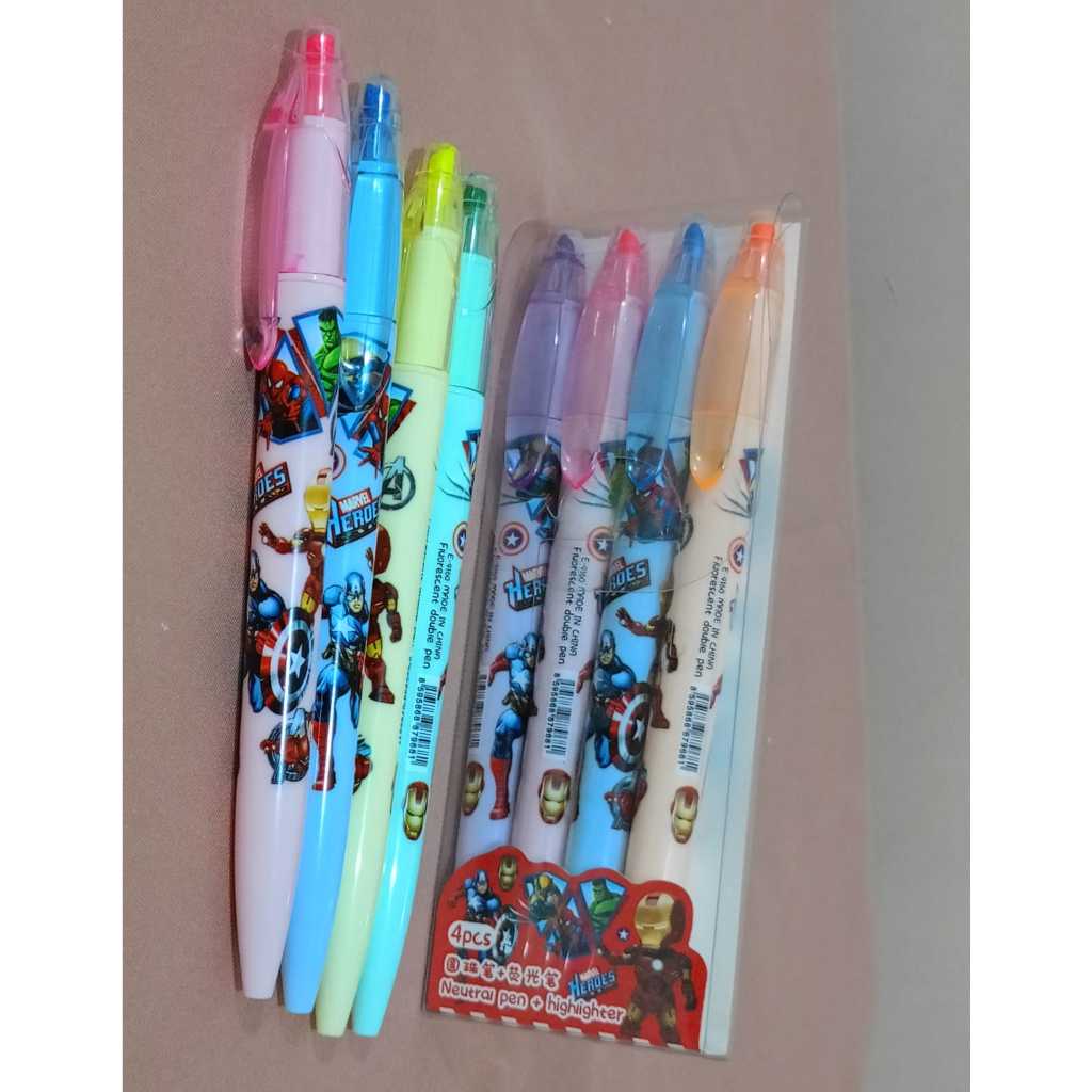 

PULPEN AVENGERS SPIDERMAN PULPEN HIGHLIGHTER 1 PACK ISI 4 PULPEN + HIGHLIGHTER KARAKTER CCOWOK PULPEN HIGHLIGHTER SUPER HERO CAPTAIN AMERICA PENA STABILO