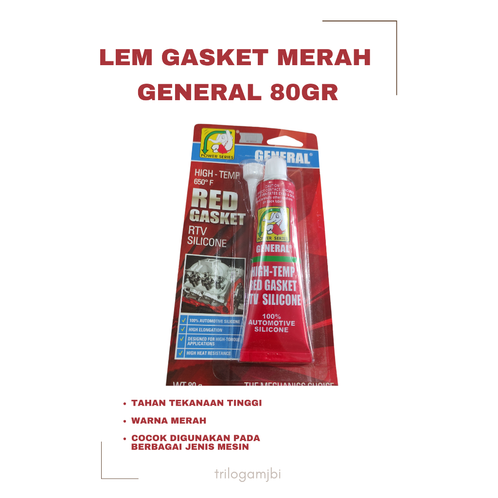 LEM GASKET MERAH RTV HIGH TEMP GENERAL / LEM PEKING GASKET MERAH 80GR