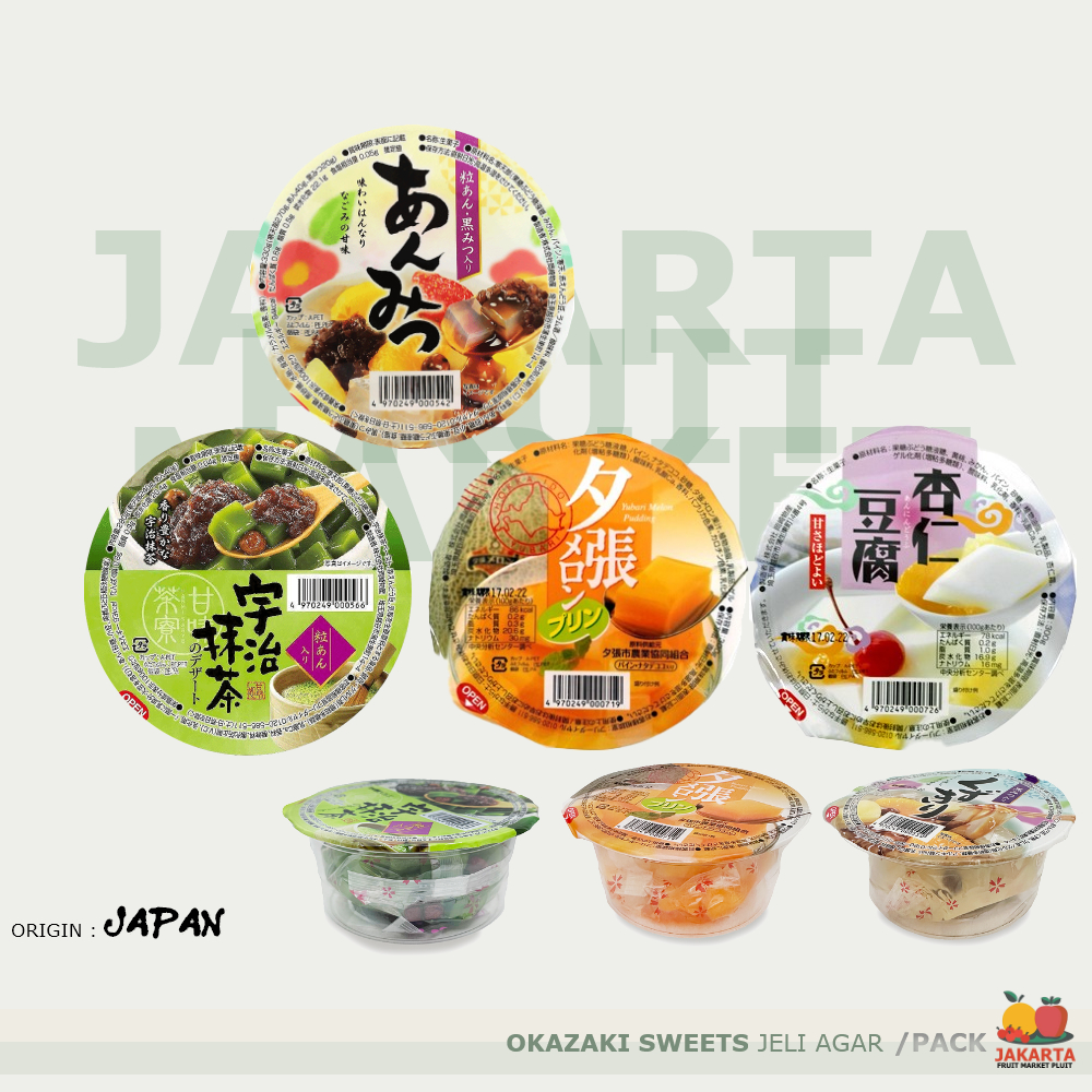 

OKAZAKI SWEETS JELI AGAR ALL / ANMITSU / YUBARI MELON PUDDING / UJI MATCHA NO DESSERT / ANNIN TOFU Makanan Snack jelly import jepang