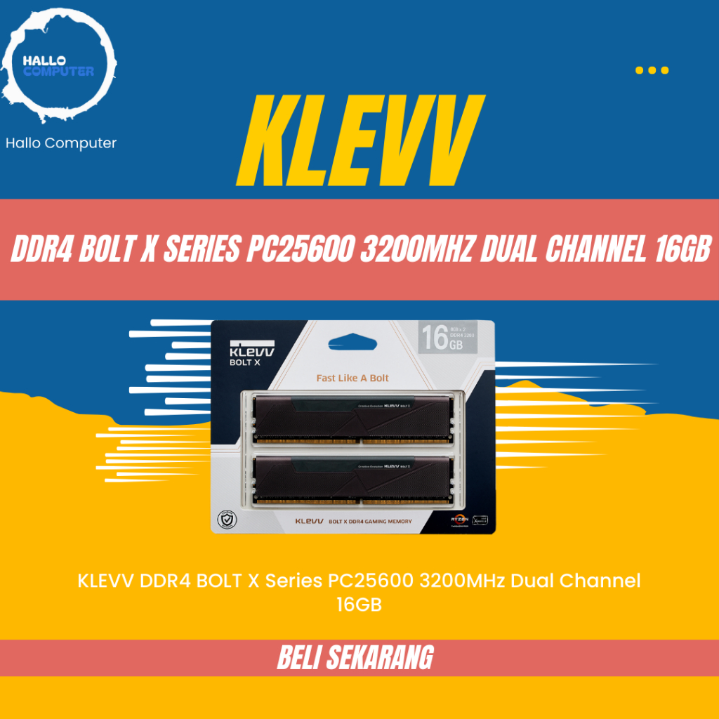 KLEVV DDR4 BOLT X Series PC25600 3200MHz Dual Channel 16GB