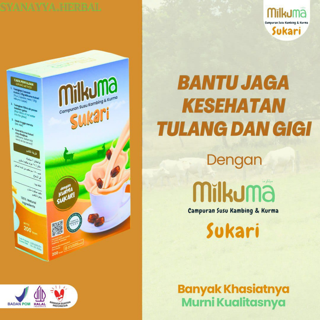 

Milkuma Sukari Susu Kambing Etawa Degan Kurma sukkari Susu kambing Bubuk
