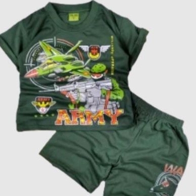 Baju anak laki laki perempuan motif terbaru army usia 1-10 tahun setelan murah