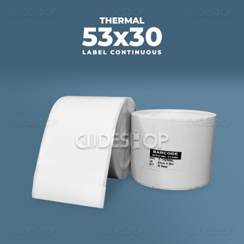 

Label Sticker 53x30M/58x30m Printer Thermal Continues