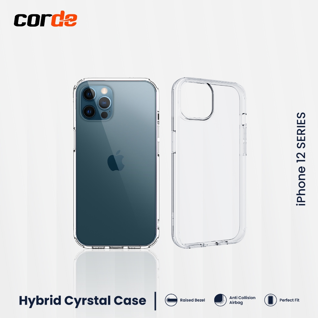 Case iPhone 12 Mini CORDE Hybrid Crystal Clear Case: Compatible for iPhone 12 Series