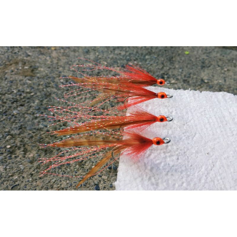 umpan pancing sabiki ampuh / rintak bulu ayam burik ( 1 mata kail no.12 stainles 2335 )