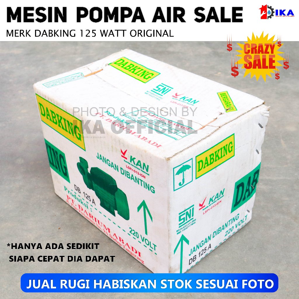 Pompa Air Sumur Dangkal Dabking Db 125A / 125Watt Bersih / DABKING DB 125 A / DB125 / DB125A - POMPA