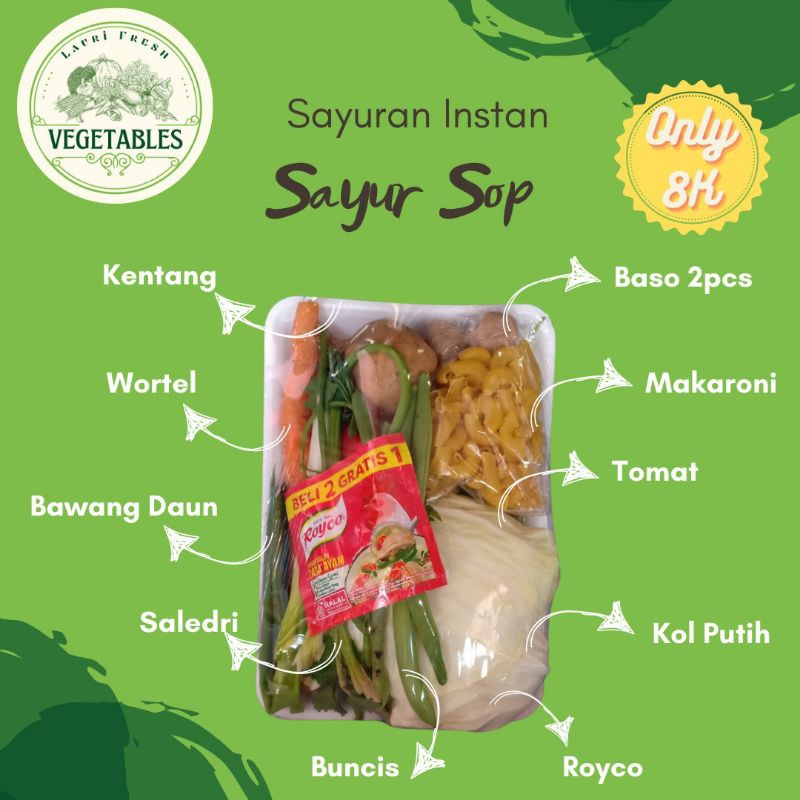 

Sayur Instan-Sayur Sop tanpa pengawet-sayuran fresh