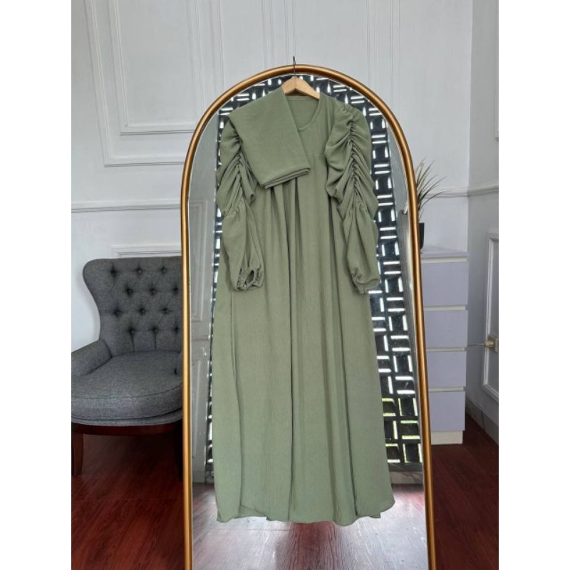 Gamis  variasi tangan kerut free hijab