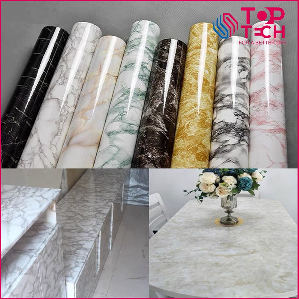 Toptech - Stiker Marmer Marble Kualitas Premium /Sticker Marble Decosheet / Pelapis Lemari Meja