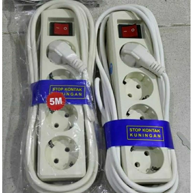Stop Kontak Kuningan 4 Lubang 5 Meter Kabel