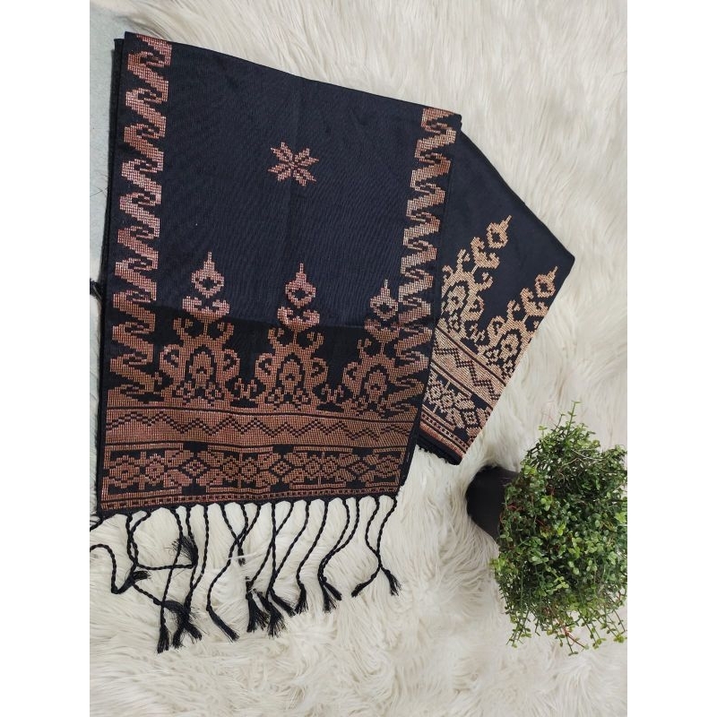 Songket silungkang warna hitam motif tembaga songket padang