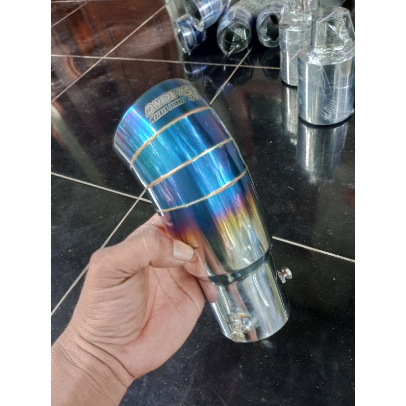 Knalpot suos sos knalpot mobil suara jetbus JS racing bluemon JS biru  full stainless sistem baud