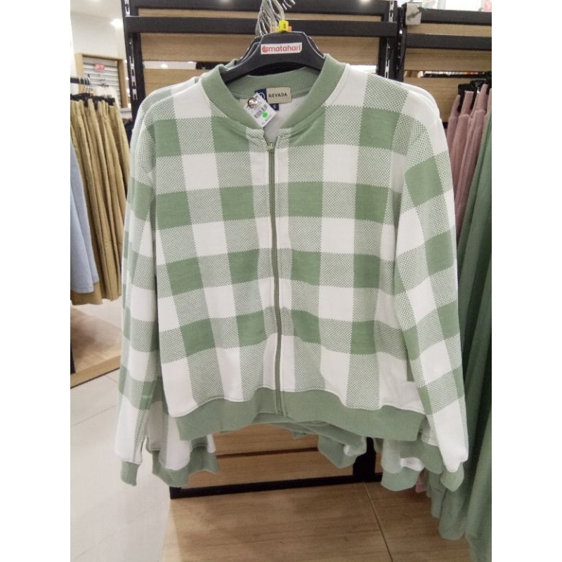 Nevada switter jacket wanita motif kotak kotak Original