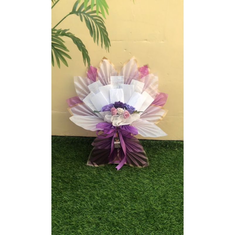 [Ready]Buket uang kosongan 10-slot+bunga+stik+plastik opp,/medan