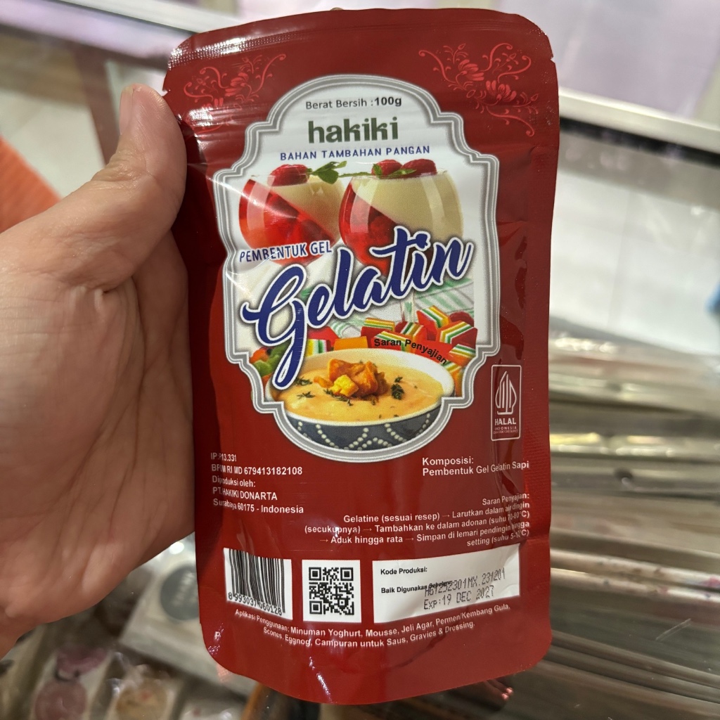 

Hakiki gelatin 100 gram bahan kue HALAL