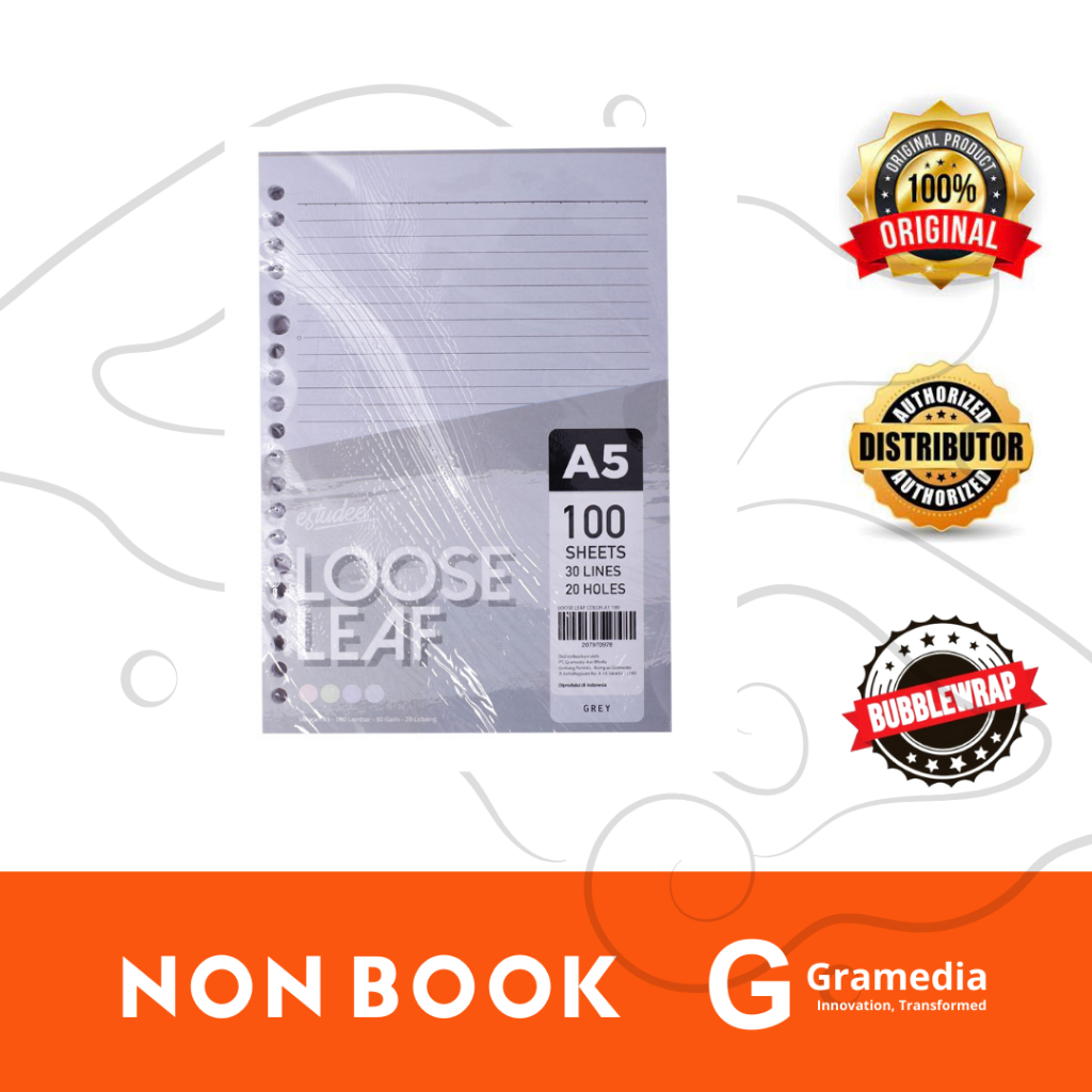 

Gramedia Sukabumi - Estudee Loose Leaf Kertas Binder A5 (100 - Abu-Abu)
