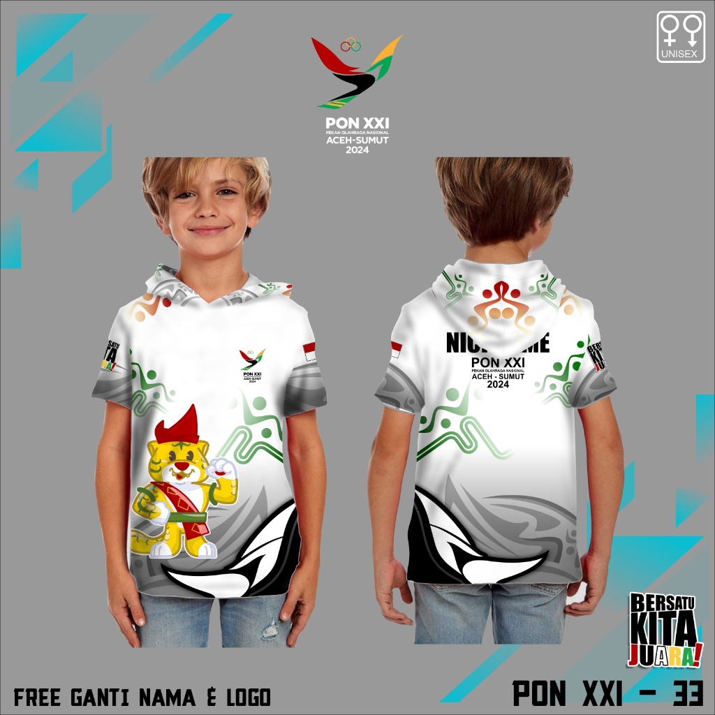 Jersey hoodie anak PON Aceh XXI 2024 baju Pon aceh sumut