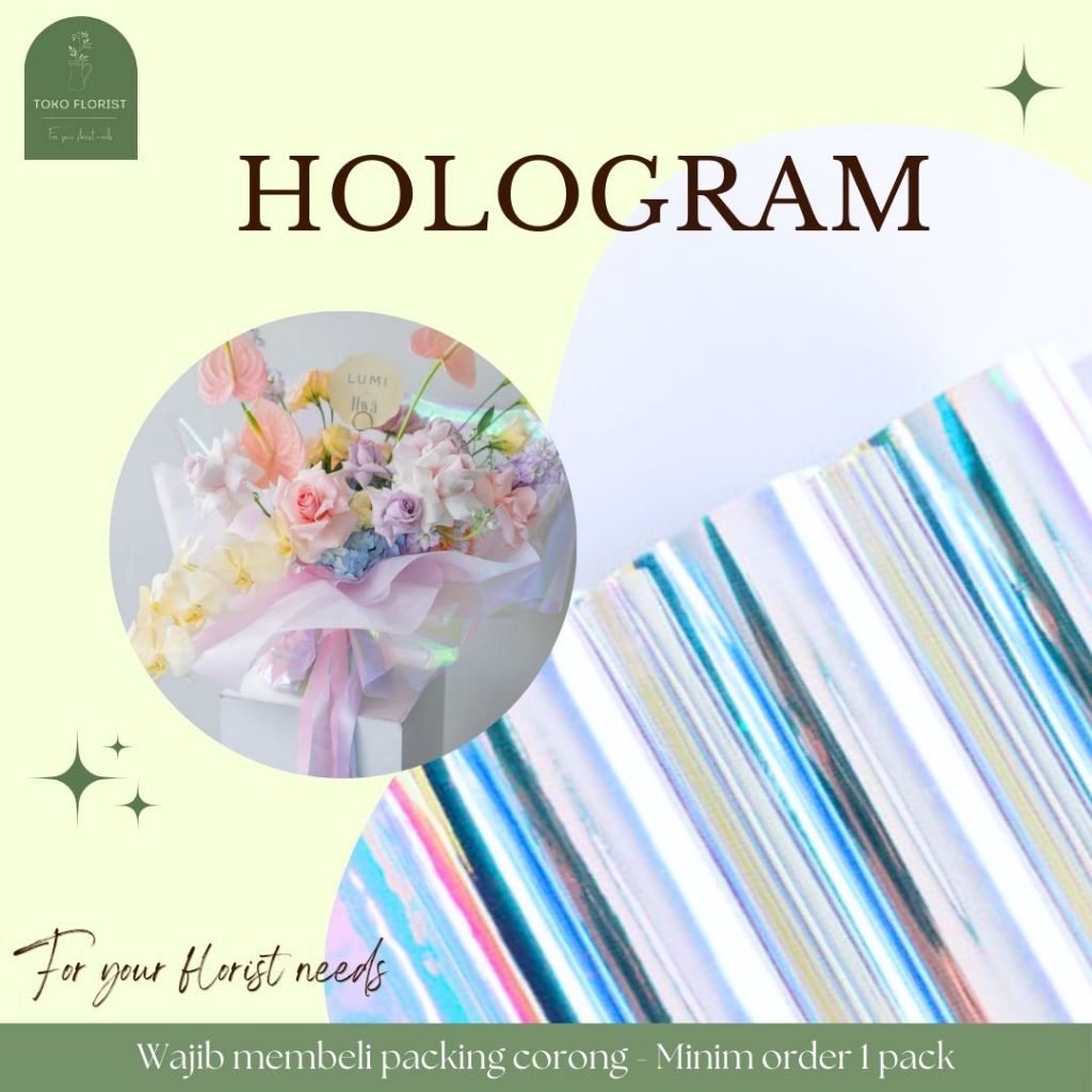 

GROSIR Kertas Buket Bunga HOLOGRAM TEBAL isi 20 Lembar