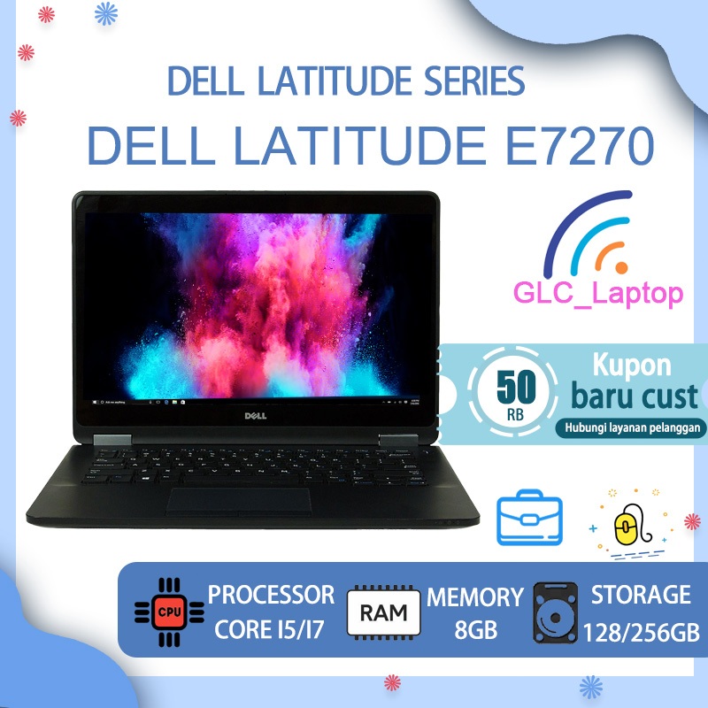 Dell Latitude second laptop E7270 Intel Core i5/i7 Ram 8GB ssd 256GB Peningkatan baru laptop Laptop Slim Murah Bagus dan Bergaransi bekas
