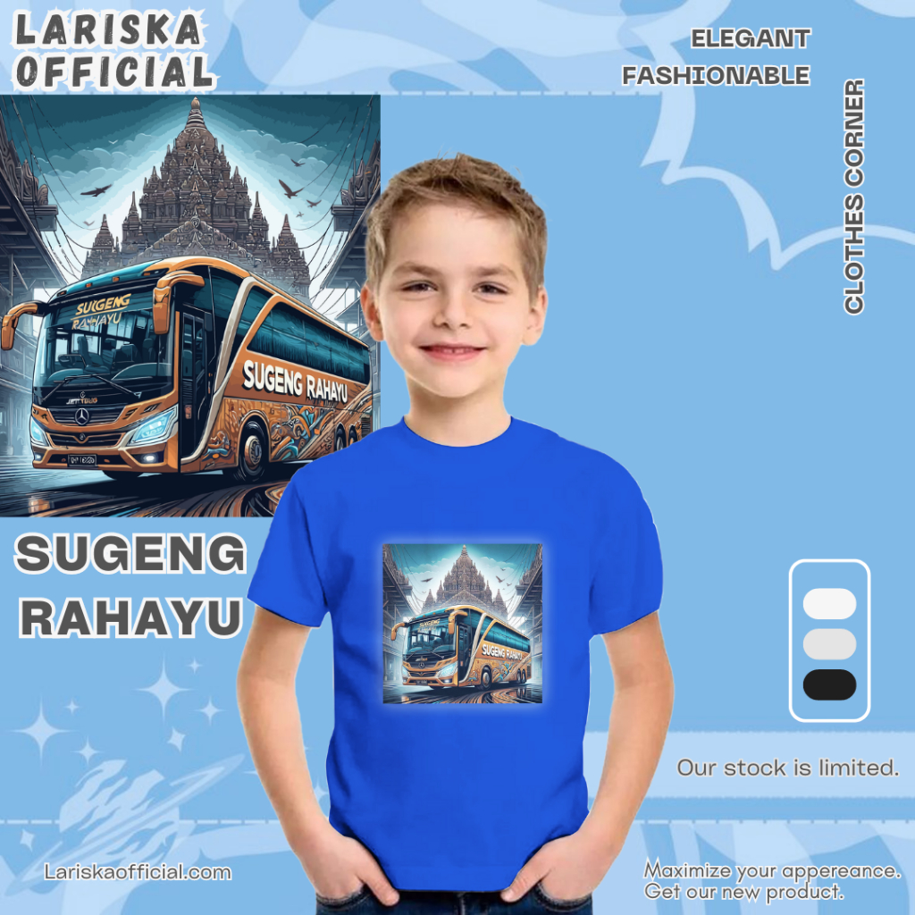 Tshirt Kaos Anak Laki Laki Motif BUS Sugeng Rahayu Atasan Anak 1- 7 Tahun