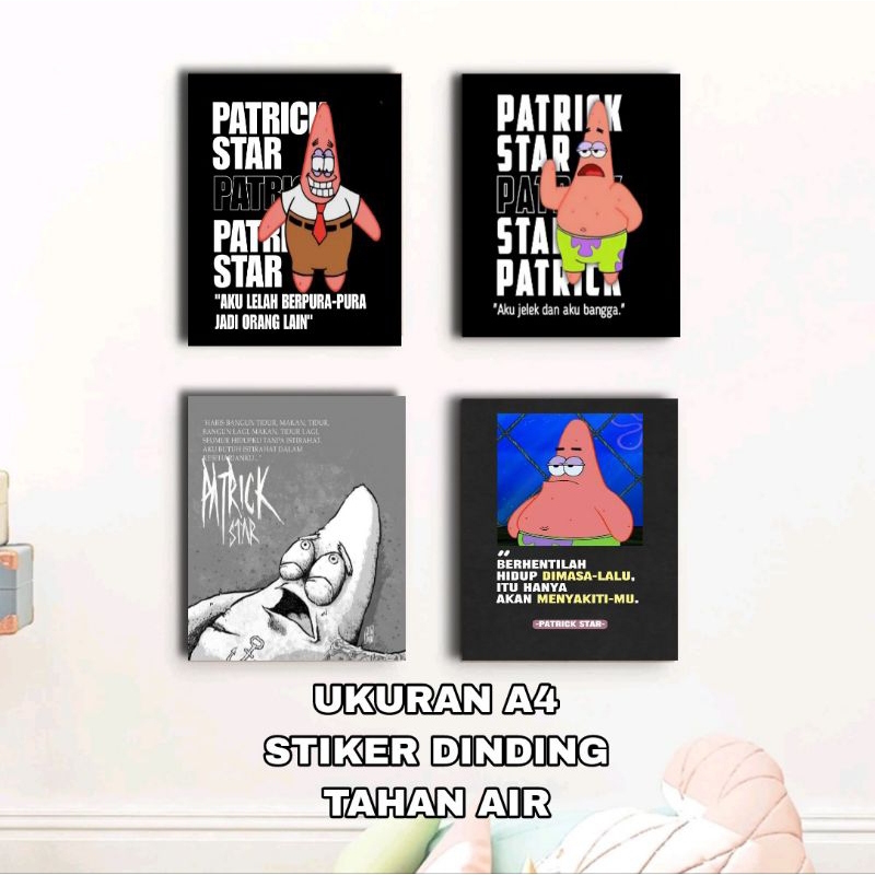 stiker dinding quotes patrick star